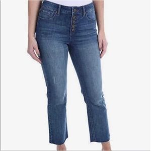 Women's Kenneth Cole Button Fly High Rise Straight Leg Comfort Stretch Jean